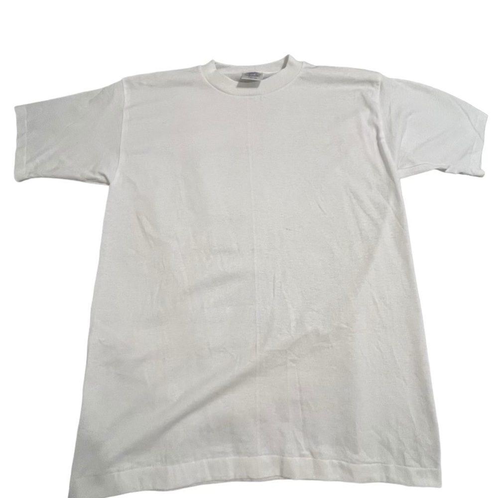Vintage 90s Fashion Gear Solid White Single Stitch Tee T Shirt Size Large